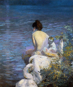  Paul Albert Besnard Bather with Child and Swan by the Sea - Art Print
