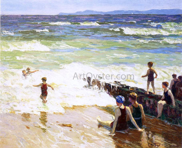  Edward Potthast Bathers by the Shore - Art Print