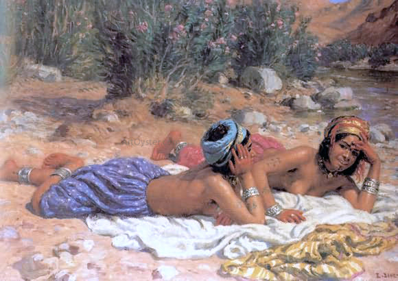  Etienne Dinet Bathers Resting - Art Print