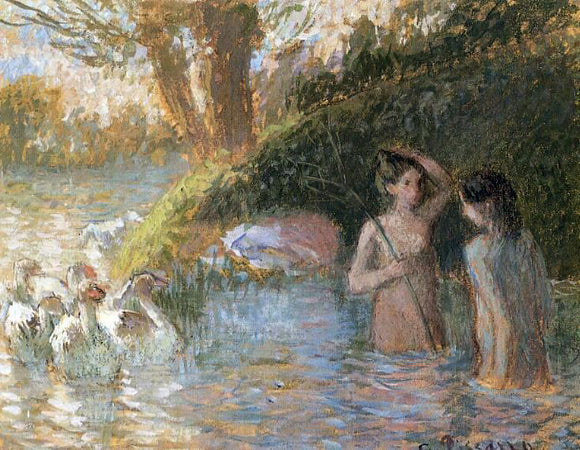  Camille Pissarro A Bathing Goose Maidens - Art Print