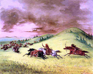  George Catlin Battle between Sioux and Sauk and Fox - Art Print