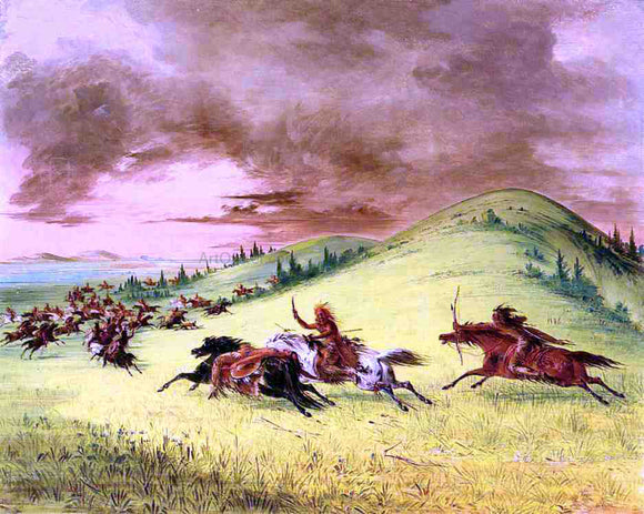  George Catlin Battle between Sioux and Sauk and Fox - Art Print