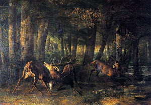  Gustave Courbet The Battle of the Stags - Art Print