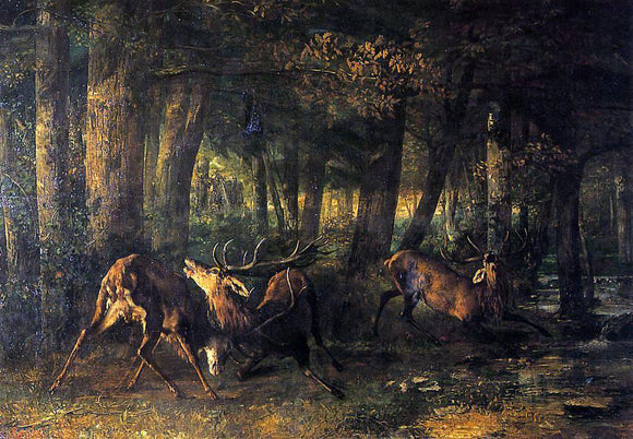  Gustave Courbet The Battle of the Stags - Art Print