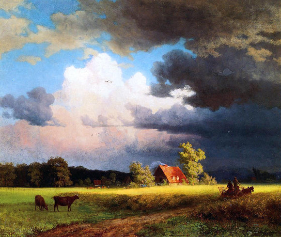  Albert Bierstadt Bavarian Landscape (also known as Red Barn) - Art Print