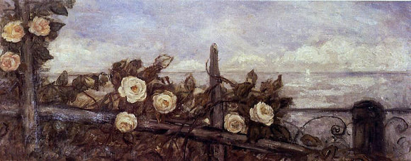  Pierre Laprade Bay with White Roses - Art Print
