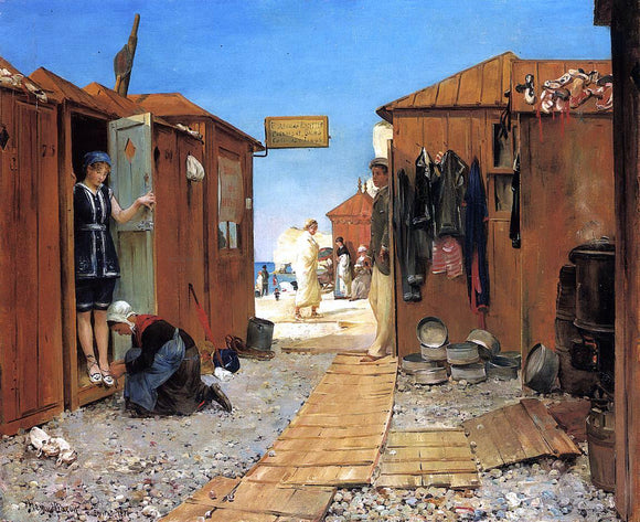  Henry Bacon Beach at Etretat - Art Print