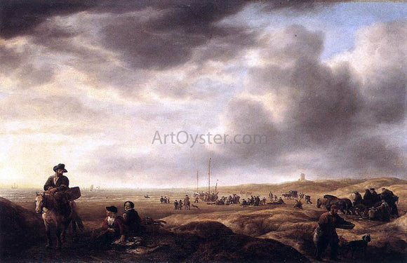  Simon De Vlieger Beach near Scheveningen with Fish-Sellers - Art Print
