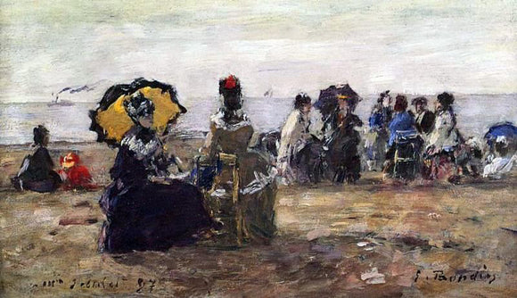 Eugene-Louis Boudin Beach Scene, the Yellow Parasol - Art Print