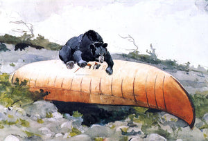  Winslow Homer Bear and Canoe - Art Print