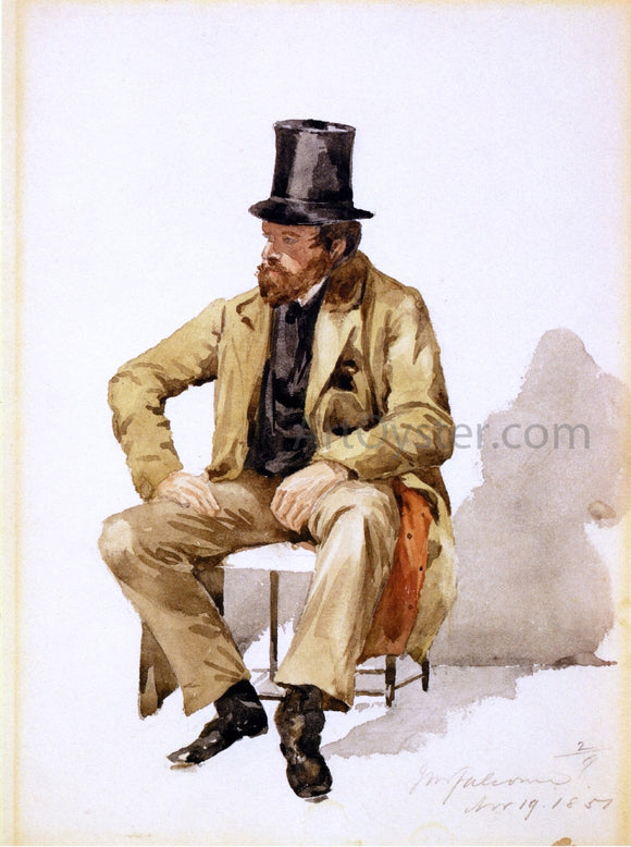  John Mackie Falconer Bearded Man in Tall Hat and Long Coat - Art Print
