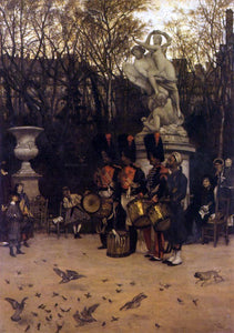  James Tissot Beating the Retreat in the Tuilleries Gardens - Art Print