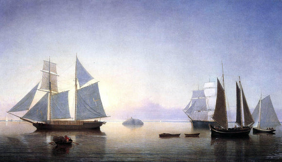  Fitz Hugh Lane Becalmed off Halfway Rock - Art Print