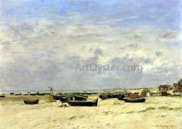  Eugene-Louis Boudin Berck, Boats aground on the Beach - Art Print