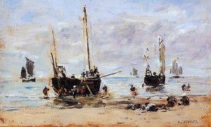  Eugene-Louis Boudin Berck, Fishermen at Low Tide - Art Print