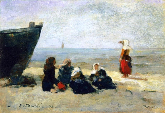  Eugene-Louis Boudin Berck, Fisherwomen Looking for the Return of the Boats - Art Print