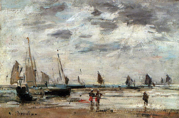  Eugene-Louis Boudin Berck, Jetty and Sailing Boats at Low Tide - Art Print