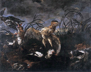  Jan Fyt Bittern and Ducks Startled by Dogs - Art Print