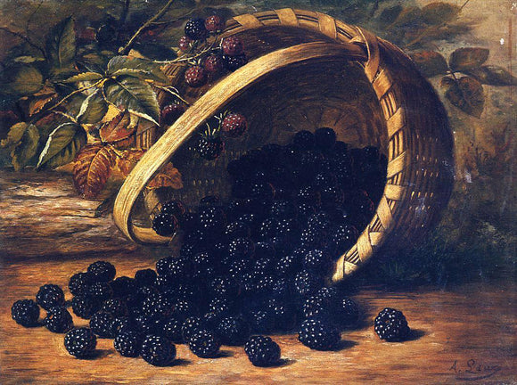  August Laux Blackberries in a Basket - Art Print