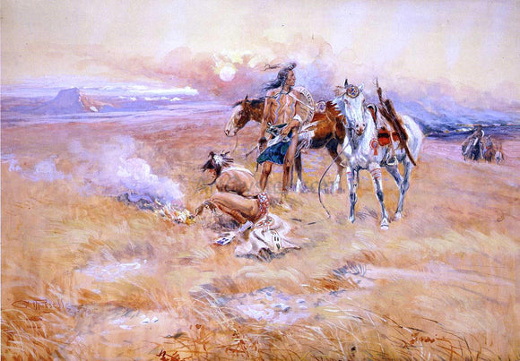  Charles Marion Russell Blackfeet Burning Crow Buffalo Range - Art Print