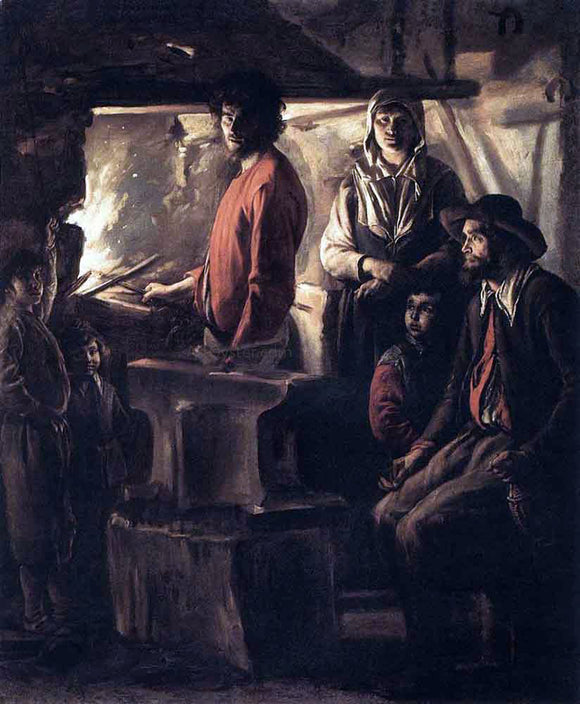  Louis Le Nain Blacksmith at His Forge - Art Print