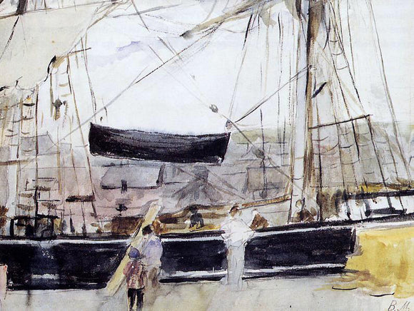  Berthe Morisot A Boat at Dock - Art Print