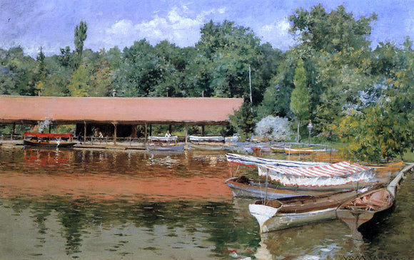  William Merritt Chase Boat House, Prospect Park (also known as Boats on the Lake, Prospect Park) - Art Print