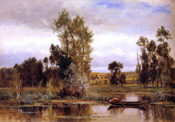  Charles Francois Daubigny Boat on a Pond - Art Print