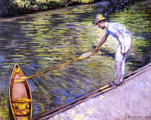  Gustave Caillebotte Boater Pulling on His Perissoire - Art Print