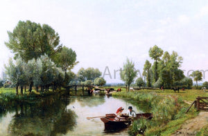  Frederick George Cotman Boating in the English Countryside - Art Print