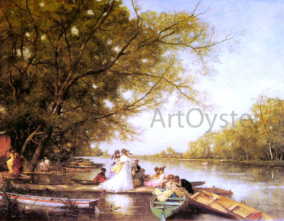  Ferdinand Heilbuth Boating Party on the Thames - Art Print