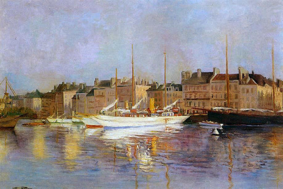  Edmond Marie Petitjean Boats in Port - Art Print