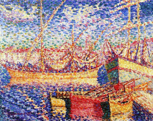  Henri Edmond Cross Boats in the Port of St. Tropez - Art Print