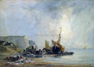  Richard Parkes Bonington Boats near the Shore of Normandy - Art Print