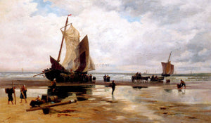  Thomas Bush Hardy Boats On A Dutch Beach - Art Print