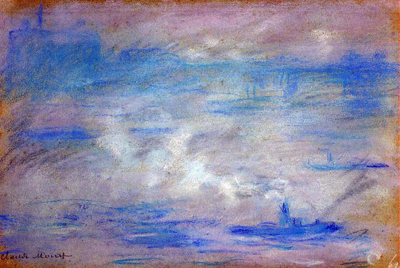  Claude Oscar Monet Boats on the Thames, Fog Effect - Art Print