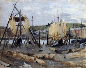  Berthe Morisot Boats under Construction - Art Print