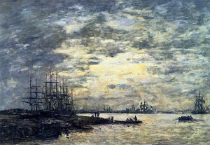  Eugene-Louis Boudin Bordeaux, Boats on the Garonne - Art Print