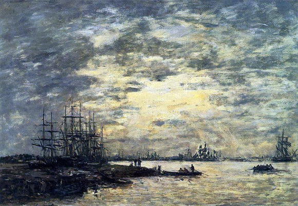  Eugene-Louis Boudin Bordeaux, Boats on the Garonne - Art Print