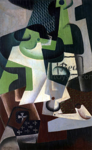  Juan Gris Bottle of Beaune and a Fruit Dish - Art Print