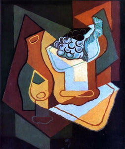  Juan Gris Bottle, Wine Glass and Fruit Bowl - Art Print