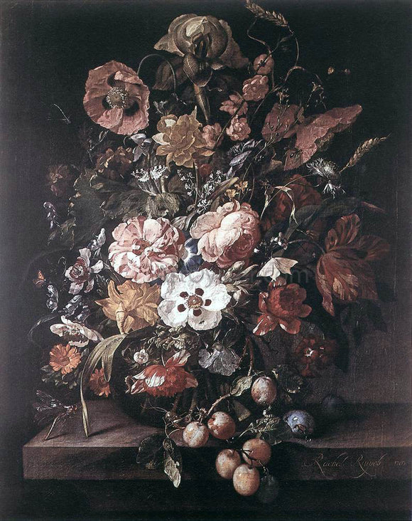  Rachel Ruysch Bouquet in a Glass Vase - Art Print