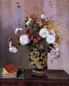  Theodore Robinson Bouquet of Flowers: Chrysanthemums in a China Vase - Art Print