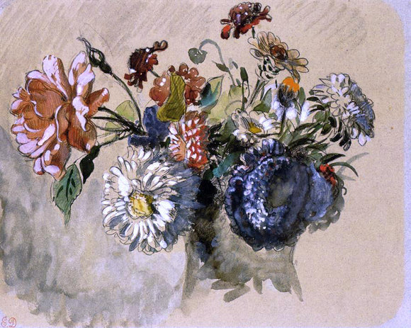  Eugene Delacroix Bouquet of Flowers - Art Print