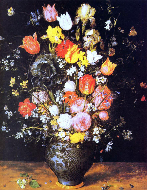  The Elder Jan Bruegel Bouquet of Flowers in a Blue Vase - Art Print
