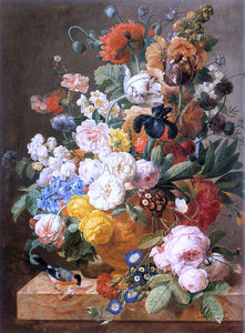  Jan Frans Eliaerts Bouquet of Flowers in a Sculpted Vase - Art Print