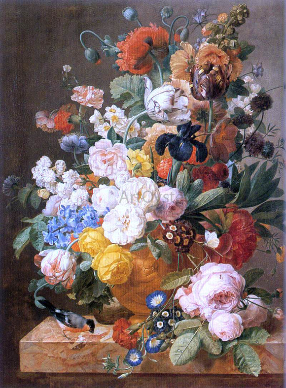  Jan Frans Eliaerts Bouquet of Flowers in a Sculpted Vase - Art Print