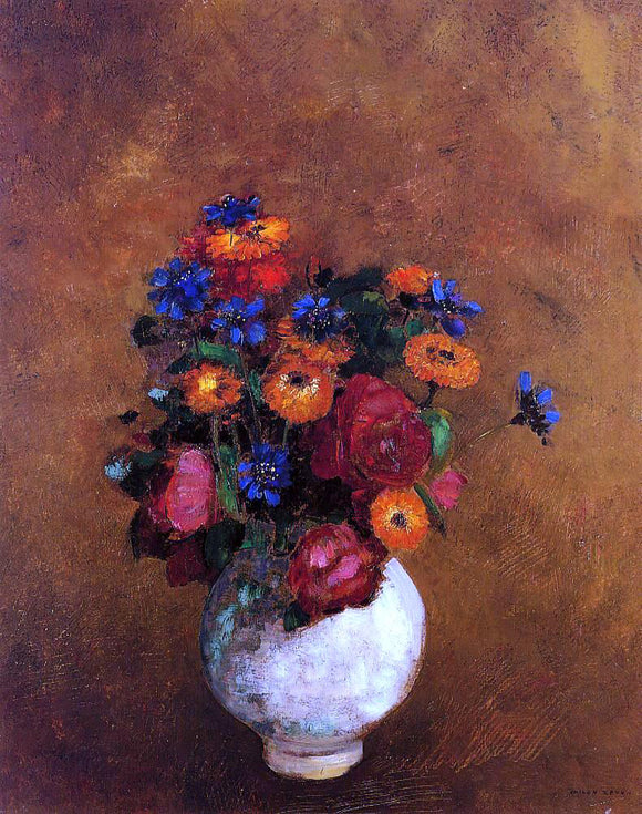  Odilon Redon Bouquet of Flowers in a White Vase - Art Print