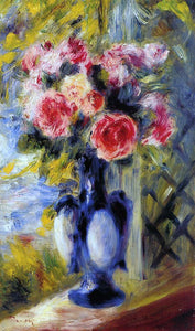  Pierre Auguste Renoir Bouquet of Roses in a Blue Vase - Art Print