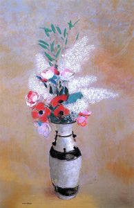 Odilon Redon Bouquet with White Lilies in a Japanese Vase - Art Print